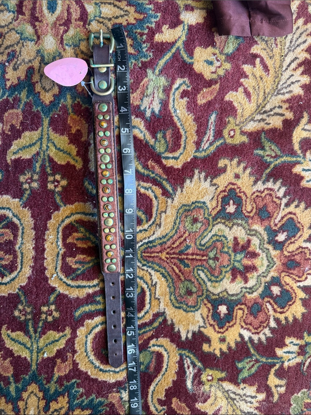 Tigers eye leather stud detail dog collar - Picture 8 of 8